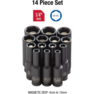 Sunex 1/4″ Dr. 14 Pc. Metric Deep Magnetic Impact Socket Set (1831) - view 2