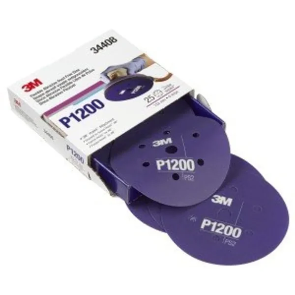 3M 6″ P1200 Dust Free Hookit Flexible Abrasive Disc (34408)