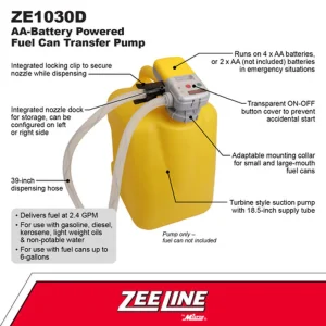 Zeeline AA Battery Powered Fuel Can Transfer Pump (ZE1030D) - view 2