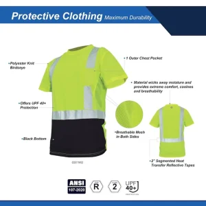 General Electric Hi-Vis Short Sleeve Safety Shirt w/ Black Bottom (GS116GM, GS116GL, GS116GXL, GS116G2XL) - view 4