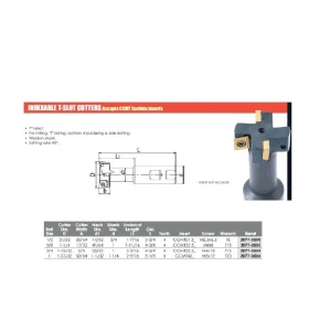 HHIP 1 X 1-27/32 X 53/64 X 1-1/4 INDEXABLE T-SLOT CUTTER (2077-0506)