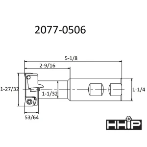 HHIP 1 X 1-27/32 X 53/64 X 1-1/4 INDEXABLE T-SLOT CUTTER (2077-0506) - view 3
