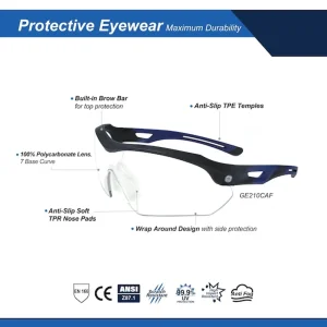 General Electric Black/Indigo Safety Glasses Anti-Fog Scratch Resistant – Clear/Smoke Lenses (GE210C - view 3