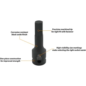 Dynamic Tools 1/2″ Drive SAE Hex Head, 5/8″, Bit Impact Socket (D014620) - view 2