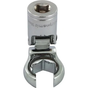Dynamic Tools 3/8″ Drive Metric 18mm Flex Head, Crow Foot Flare Nut Socket, Chrome Finish (D008768)