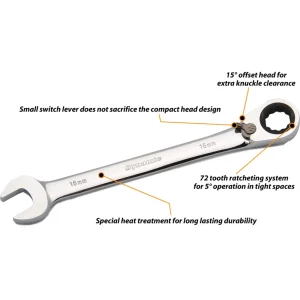 Dynamic Tools 9/16″ Reversible Combination Ratcheting Wrench (D076018) - view 3