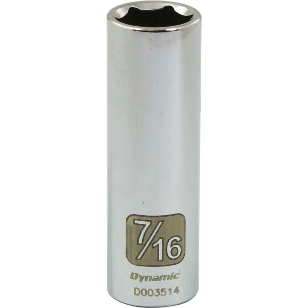 Dynamic Tools 1/4″ Drive 6 Point SAE, 7/16″ Deep Length, Chrome Finish Socket (D003514)