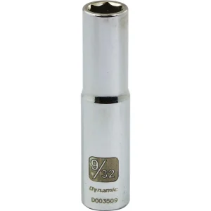 Dynamic Tools 1/4″ Drive 6 Point SAE, 9/32″ Deep Length, Chrome Finish Socket (D003509)