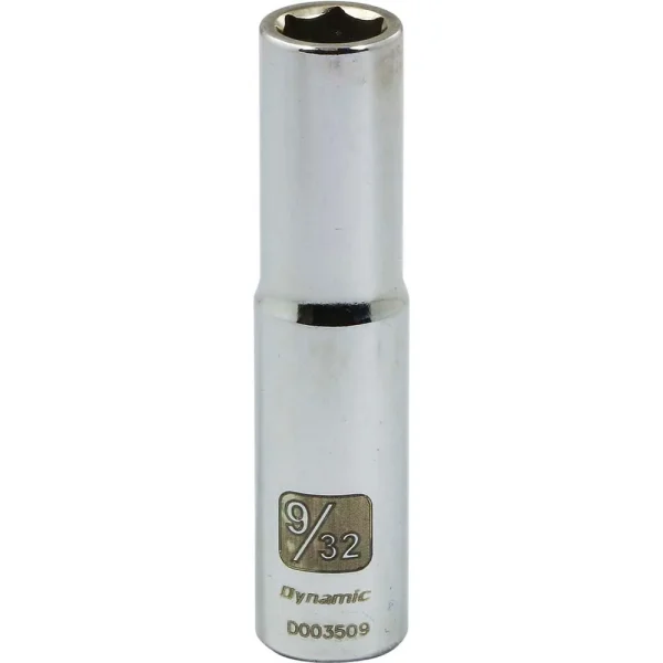 Dynamic Tools 1/4″ Drive 6 Point SAE, 9/32″ Deep Length, Chrome Finish Socket (D003509)