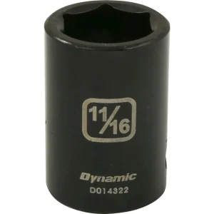 Dynamic Tools 1/2″ Drive 6 Point SAE, 11/16″ Standard Length, Impact Socket (D014322)