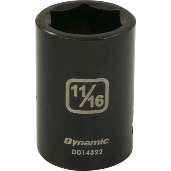 Dynamic Tools 1/2″ Drive 6 Point SAE, 11/16″ Standard Length, Impact Socket (D014322)