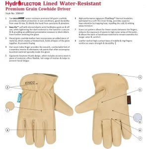 Kinco 398HKPW-M Women’s HydroFlector Tan Premium aquaHIDE Water-Resistant Work Gloves, Medium - view 4