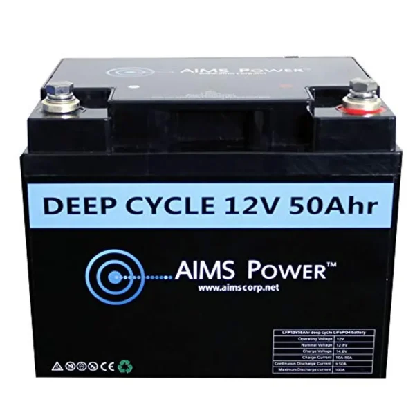 AIMS Power 50Ah 12V Lithium Battery (LFP12V50AB)