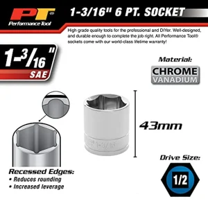 Performance Tool W32038 1/2 Drive 6-Point Socket, 1-3/16 - view 3