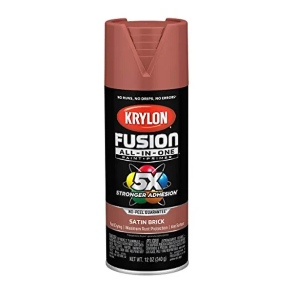 Krylon Fusion K02733007 All-In-1 Spray Paint for Indoor/Outdoor Use, Satin Brick
