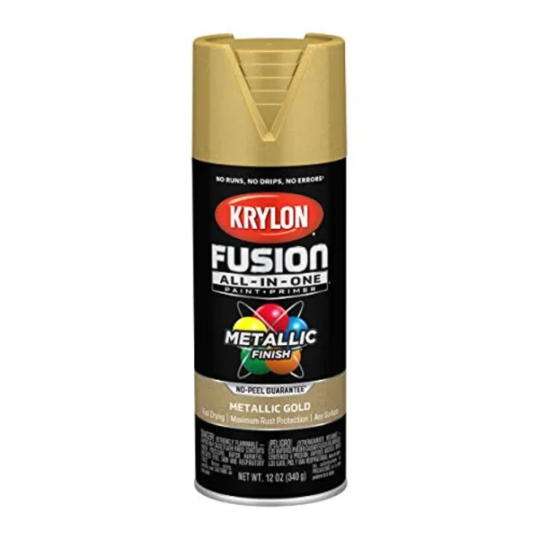 Krylon Fusion K02770007 All-In-1 Spray Paint for In/Outdoor Metallic Gold 12 Oz