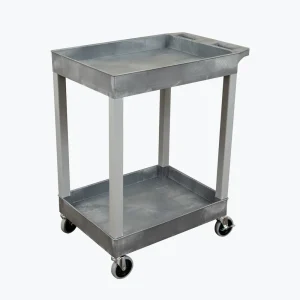 Luxor SEC11-G 24 x 18 Plastic Utility Tub Cart – Two Shelf-Gray