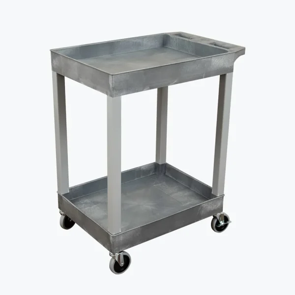 Luxor SEC11-G 24 x 18 Plastic Utility Tub Cart – Two Shelf-Gray