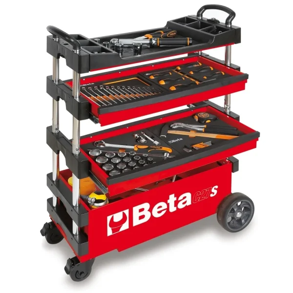 Beta Tools 027000203 C27S-R Folding Tool Trolley – Red