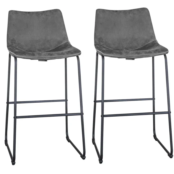 Classic Gray Faux Leather Bar Chair Set (BSLCGSET)