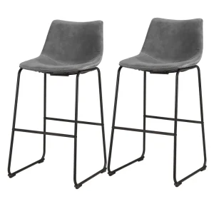 Classic Gray Faux Leather Bar Chair Set (BSLCGSET) - view 2