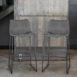 Classic Gray Faux Leather Bar Chair Set (BSLCGSET) - view 3