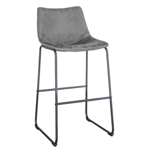 Classic Gray Faux Leather Bar Chair Set (BSLCGSET) - view 4