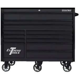 Extreme Tools® RX Series 55in W x 25in D 12-Drawer Roller Cabinet 150 lb Slides