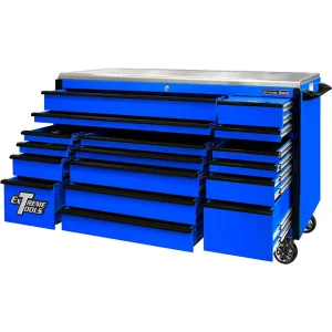Extreme Tools® EXQ Series 72×31 17-Drawer Triple Bank Pro Roller Cabinet 300lb Slides EX Quick Rel Drawer Pulls - view 2