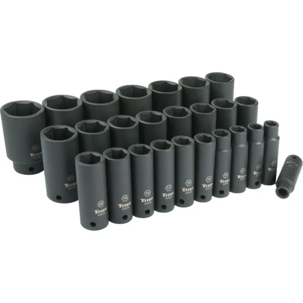 26 pc. 1/2 in. Drive Metric Deep Impact Socket Set