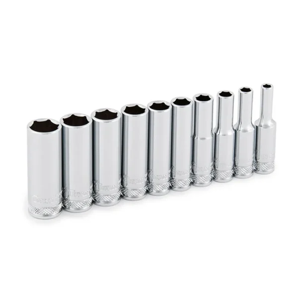 10 pc. 1/4 in. Drive 6 pt. Metric Deep Socket Set