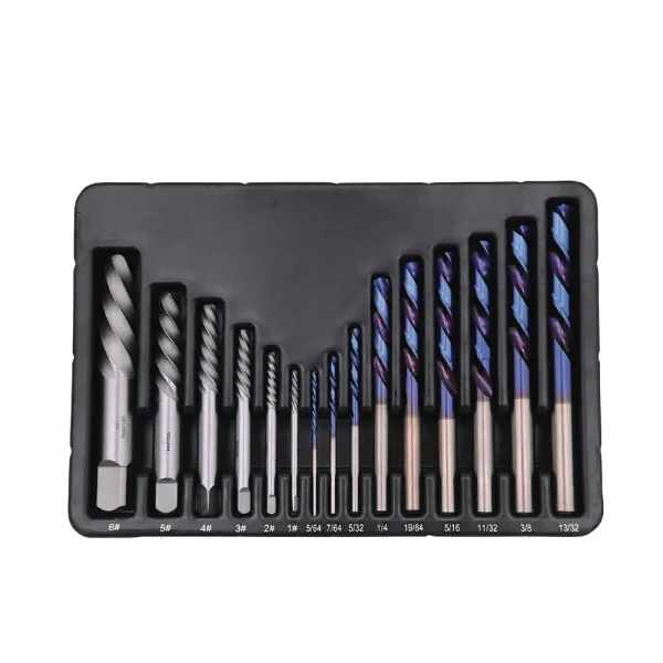 TITANIUM BLUE COBALT MECHANIC’S LEFT HAND DRILLL BIT EXTRACTOR KIT, 15 PIECE