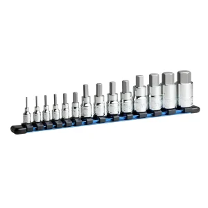 Hex Bit Socket Set, Metric, 14-Piece, Socket Rail