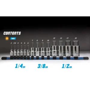 Hex Bit Socket Set, Metric, 14-Piece, Socket Rail - view 4