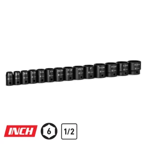 1/2″ Drive Shallow Impact Socket Set, 7/16 to 1-1/4″
