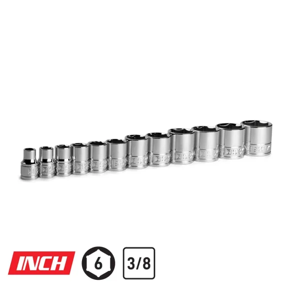3/8″ Drive Shallow Chrome Sockets Set, 5/16 – 1″