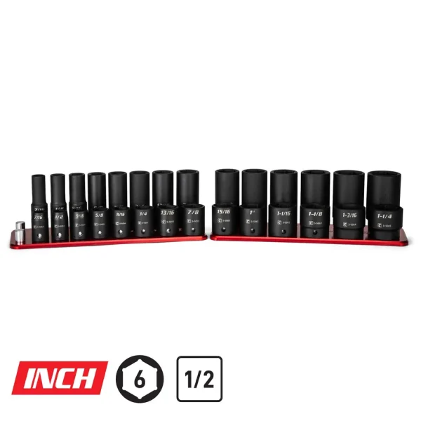 1/2″ Drive Master Impact Socket Set, 7/16 – 1-1/4″, Billet Aluminum Tray
