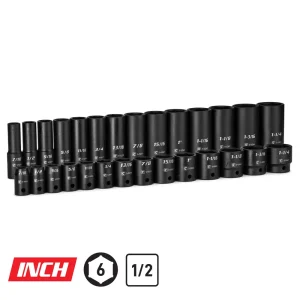 1/2″ Drive Master Impact Socket Set, 7/16 to 1-1/4″