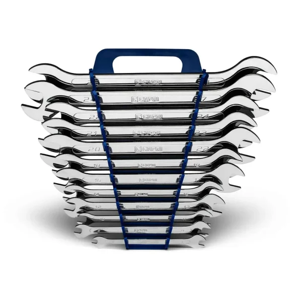 12-Piece Super Thin Flat Wrench Set, 6 to 28 mm Metric with Rack
