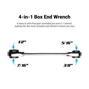 4-in-1 Reversible Box End Ratchet Wrenches, SAE - view 2