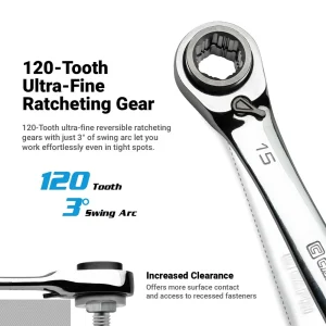4-in-1 Reversible Box End Ratchet Wrenches, Metric - view 3