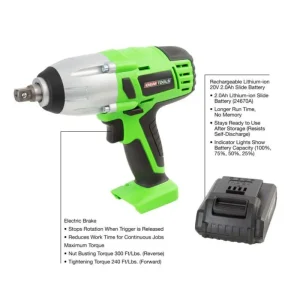 OEMTOOLS 20V Lithium ion Cordless Impact 1/2 in. Drive 24670 - view 4
