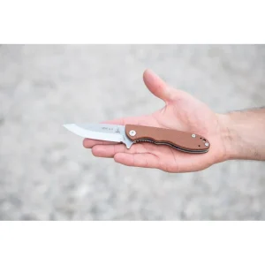 TOPS Knives Mini Scandi Folder Flipper Knife Tan Micarta (3.25″ Sw) (MSF-4.0)