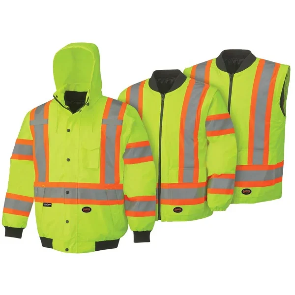 Pioneer Safety High Visibility 6-in-1 Bomber Jacket Yellow 2XL (V1120360U-2XL)