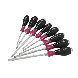Wiha Screwdriver Set, Slotted and Phillips, Heavy Duty MicroFinish Handle (53398)