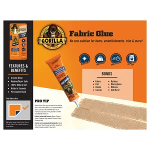 Gorilla Glue Waterproof Fabric Glue 2.5 Ounce Tube, Clear, (Pack Of 1) (8025501) - view 3