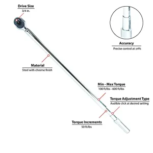 Performance Tool M204 3/4″ Drive Torque Wrench with LH/RH Thread Capabilities - view 2