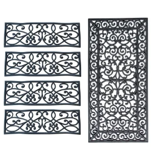 AmeriHome RMATEKIT Decorative Scrollwork Entryway Rubber Mat Set – 5 Piece