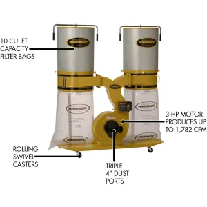 Powermatic PM1900TX-CK3 Dust Collector w/ 2-Micr Canister (1792074K) - view 2