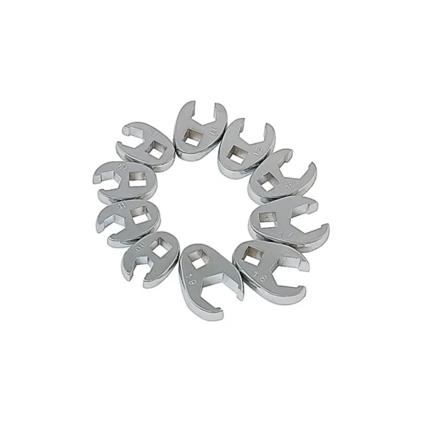 Sunex Tools 3/8″ Drive 10 Pc. Fully Polished Metric Flare Nut Crowfoot Wrench Set – 9710M